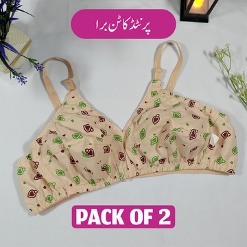 Printed Cotton Bra Pack of 2 Deal